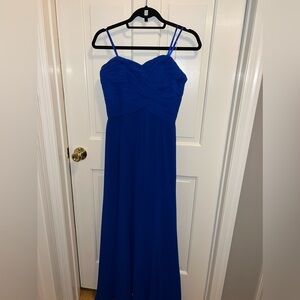 Ralph Lauren royal blue strapless polyester gown, size 6, worn once.